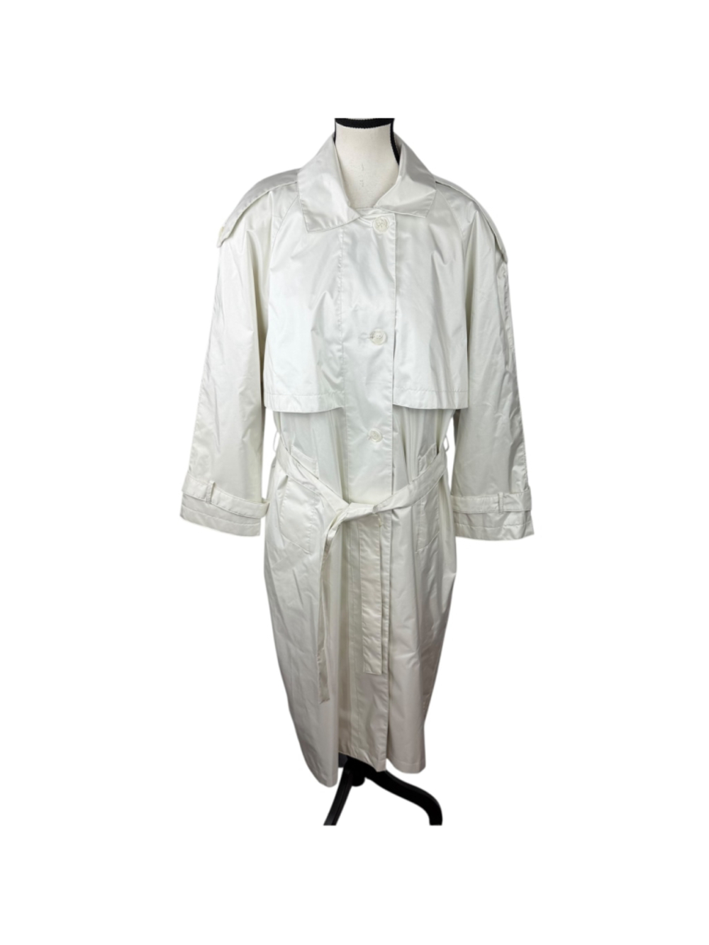 Worthington Essentials Women’s L Off-White Lightweight Trench Coat Quiet Luxury - Picture 3 of 15